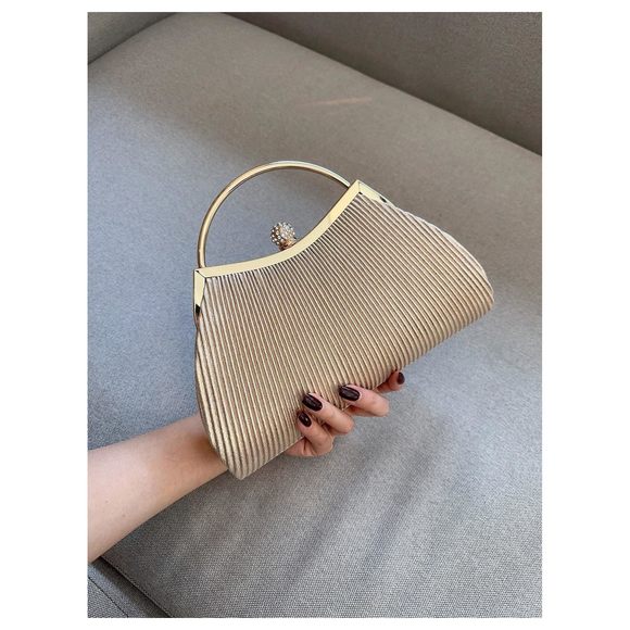 Metallic Rhinestone Studded Evening Handbag Kiss Lock Elegant Mini :') - Picture 2 of 7